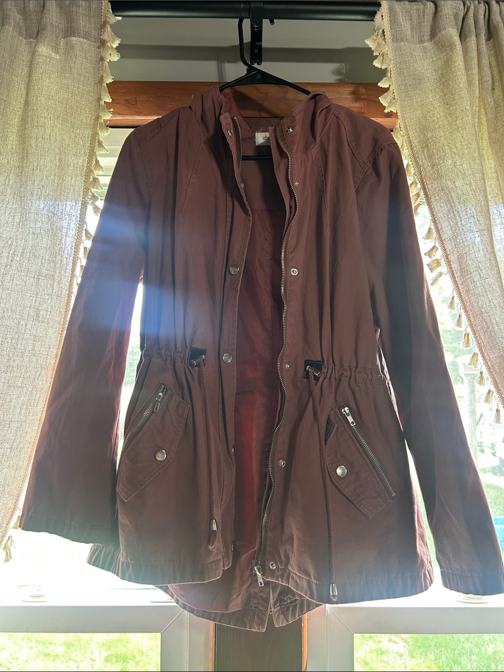 Charlotte Russe Drawstring Waist Utility Jacket - Brown
